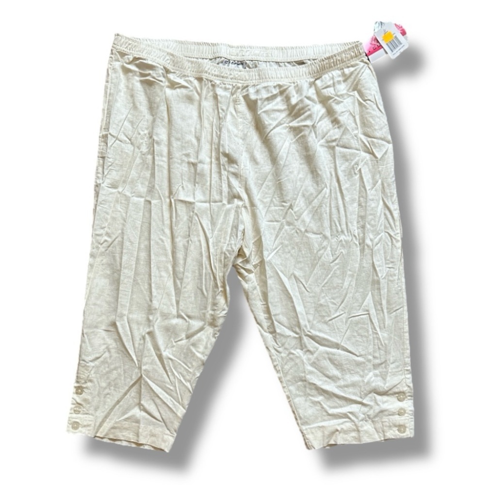 C.D. Daniels Beige Linen Pull On Capri Pants Women’s‎ Plus Size 3X NWT Summer